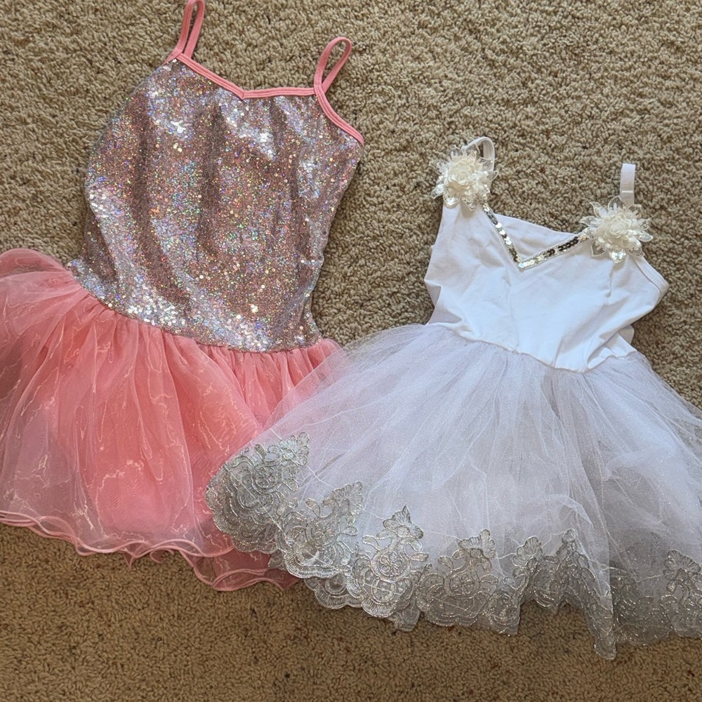 EUC Pink and White Kids Dance Costume Set